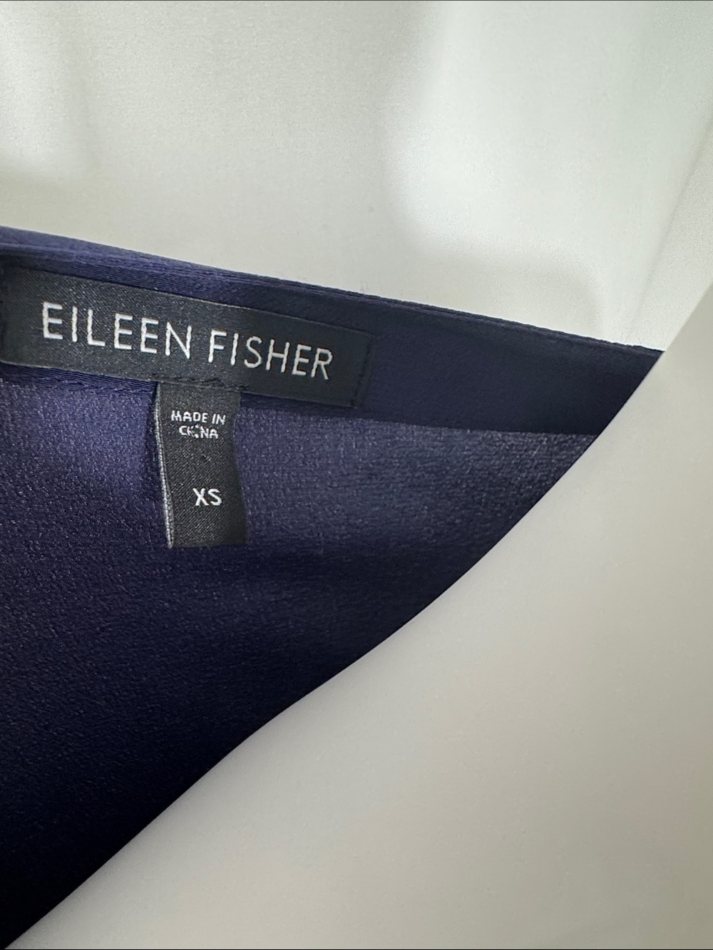 Eileen Fisher 100% Silk Colorblock Tunic Dress Blue Black Pockets - Picture 2 of 9
